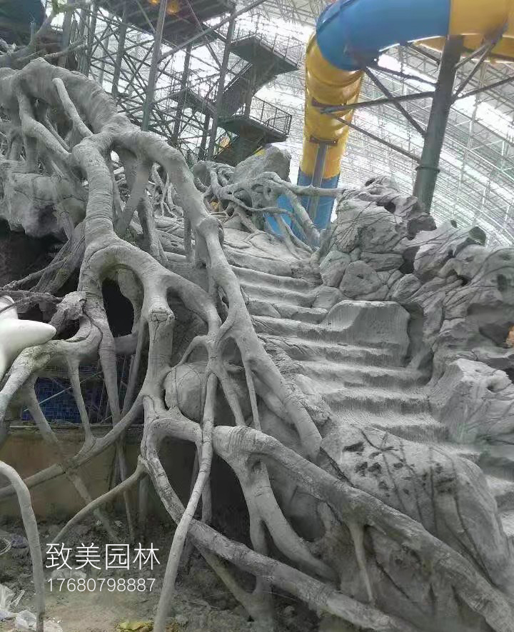 仿树藤护栏水泥艺术施工