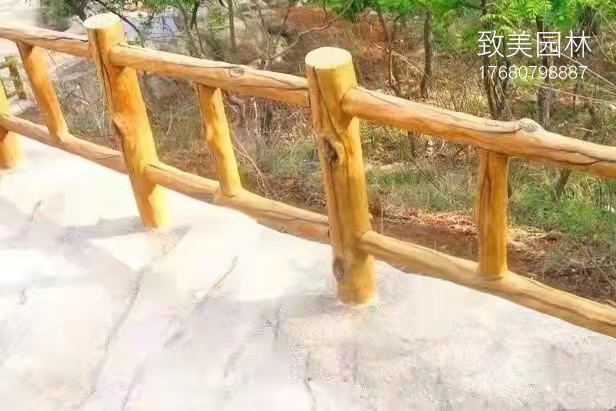 景区水泥仿木护栏效果图片