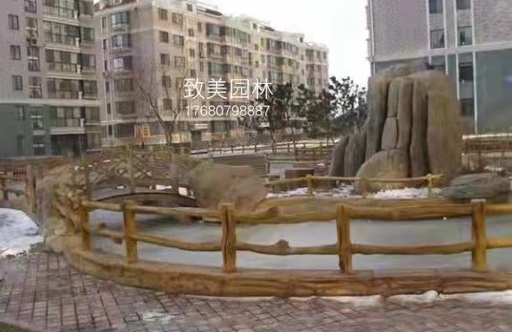 小区水泥仿木护栏图片