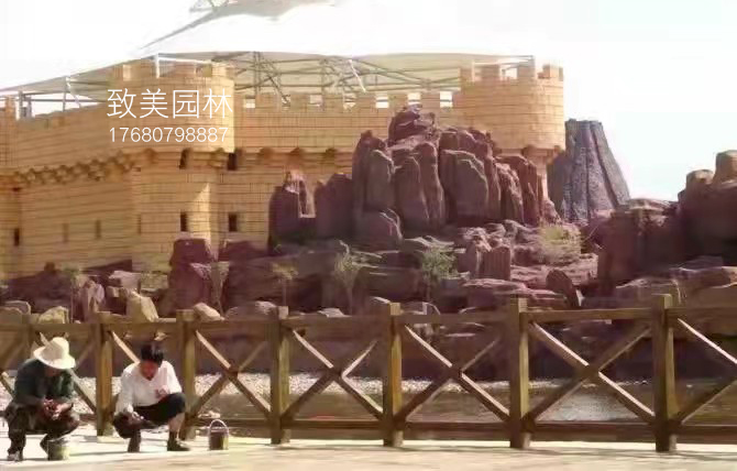 假山制作仿木护栏施工