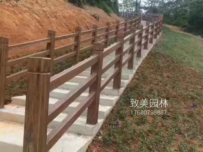 景区水泥仿木纹围栏制作