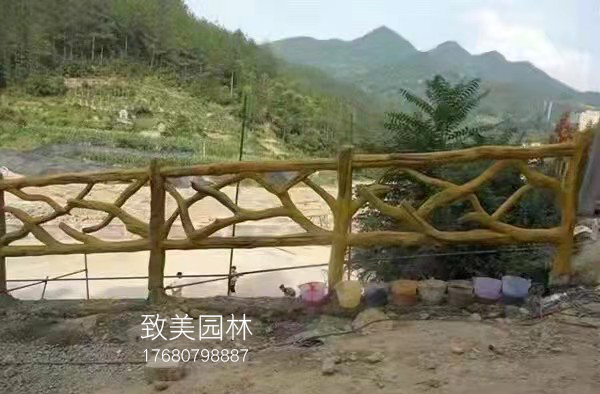 景区仿木护栏施工过程