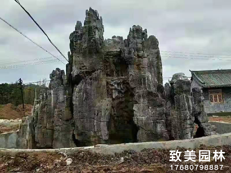 小区假山制作图片