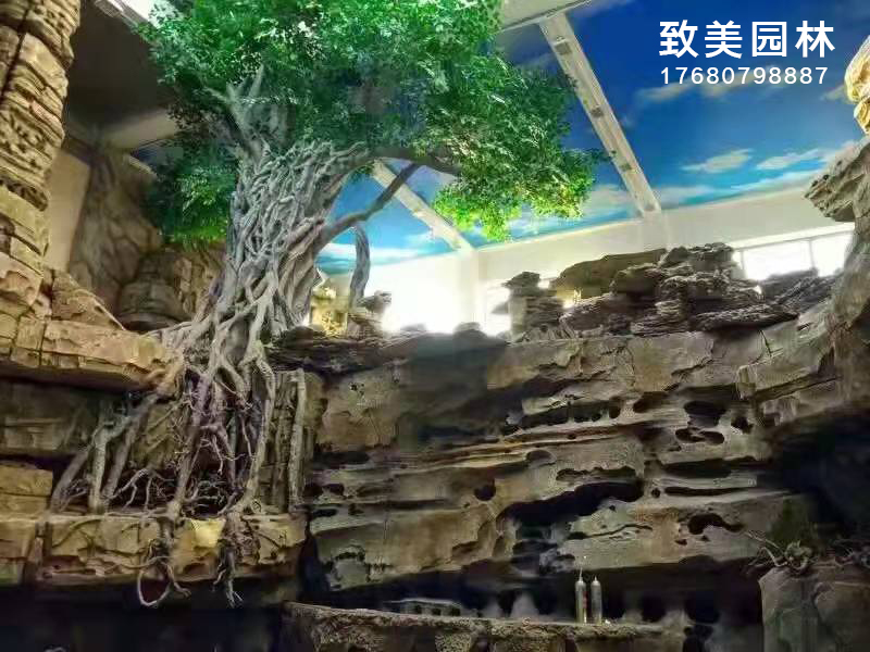 水泥仿珊瑚石景观老榕树图片