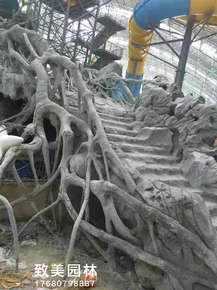 水泥仿真假石老榕树藤阶梯图片