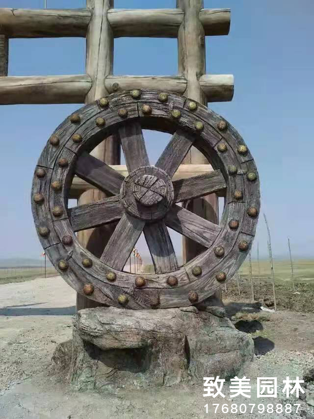 水泥仿石木纹船舵图片3