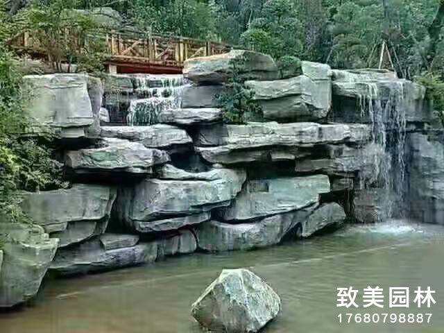人造假山流水景观图片