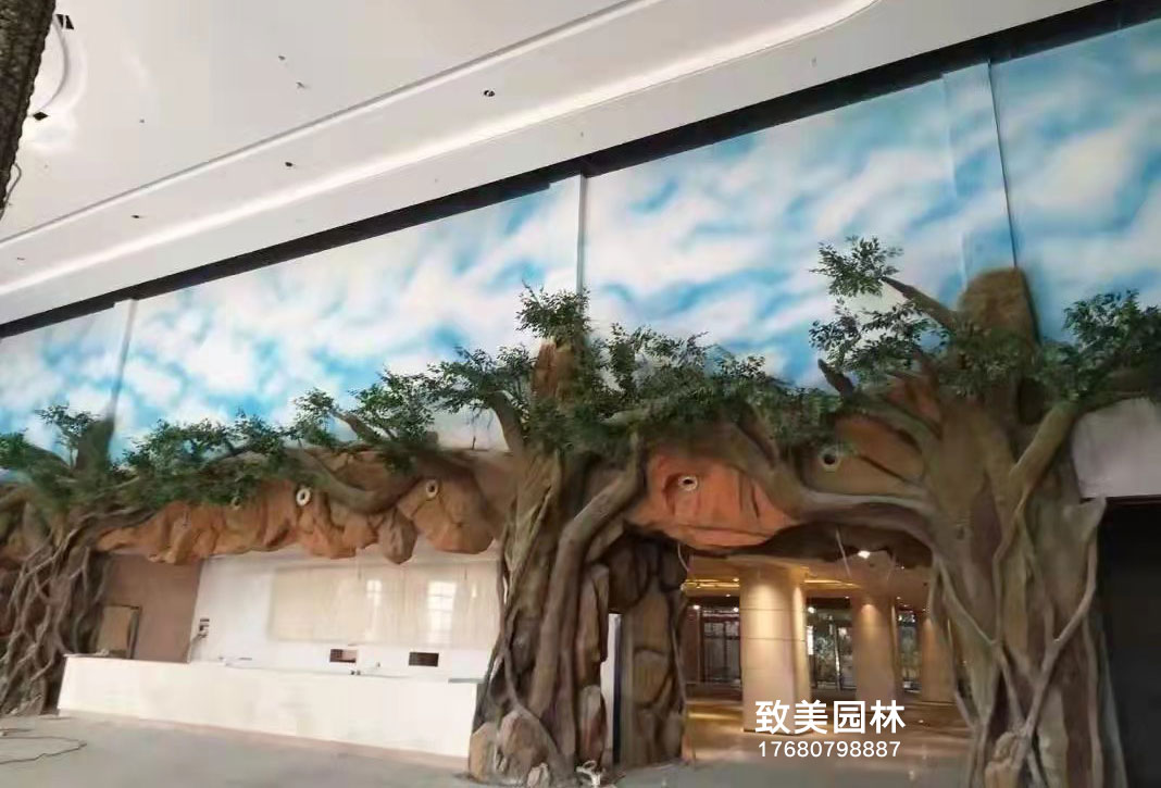 室内假山假树大门