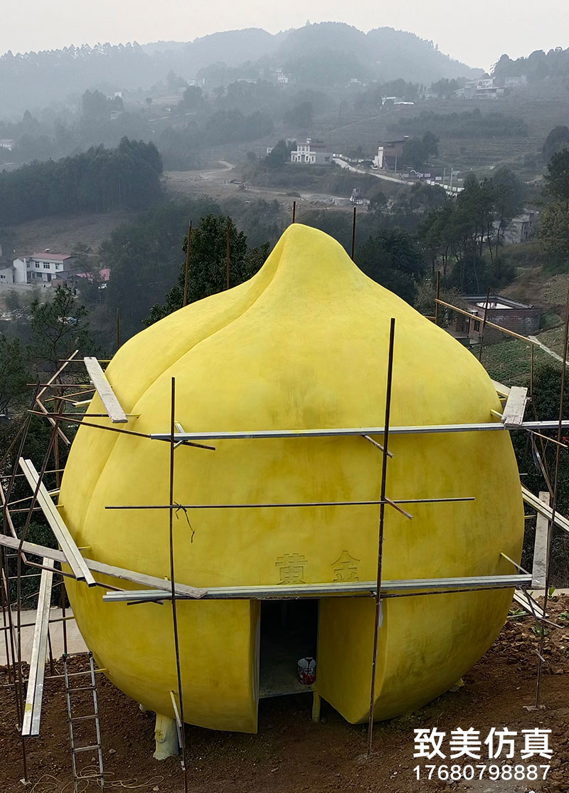 水泥雕刻仿黄桃水果