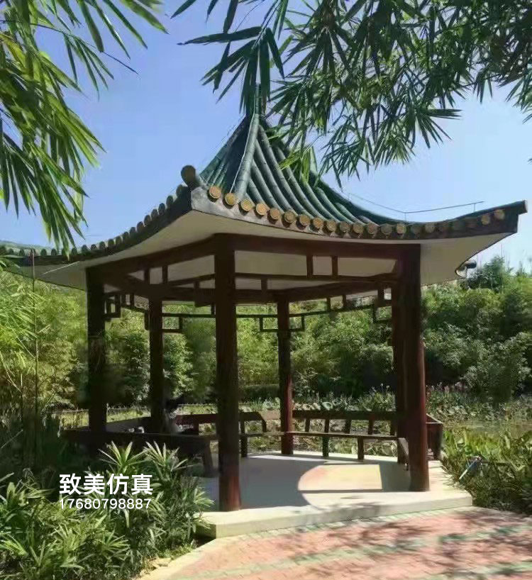 水泥仿木凉亭图片