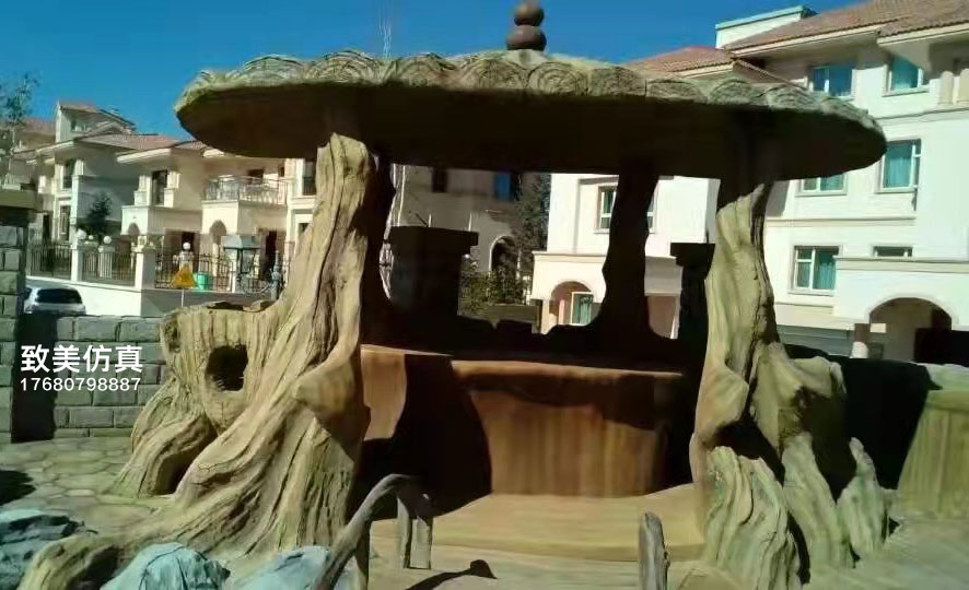 水泥仿木凉亭艺术石雕凉亭