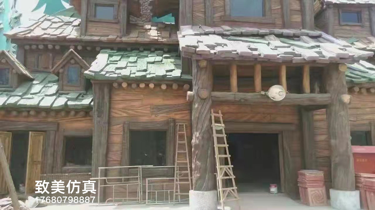 水泥仿木纹房子