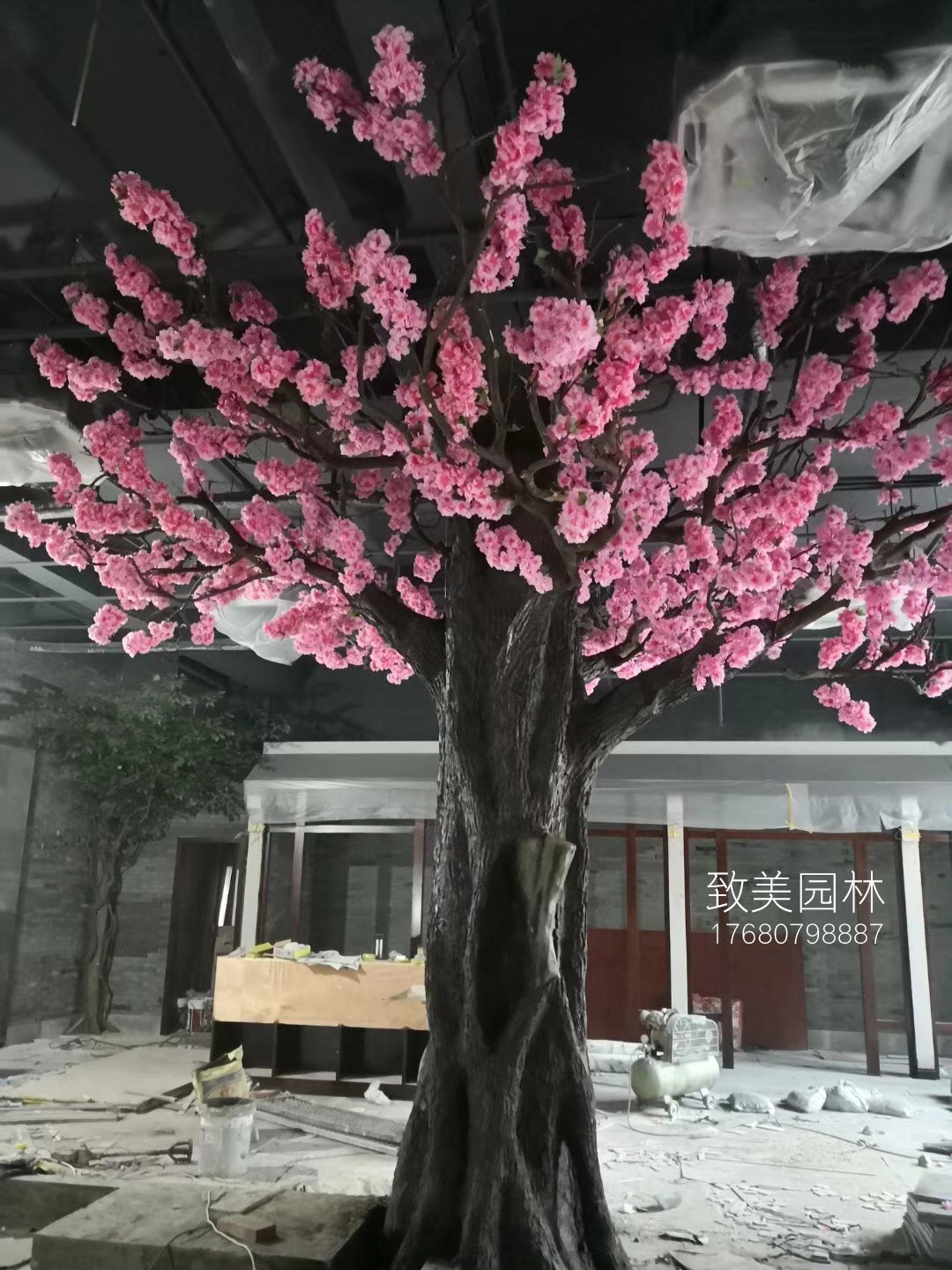 水泥仿真树樱花树施工