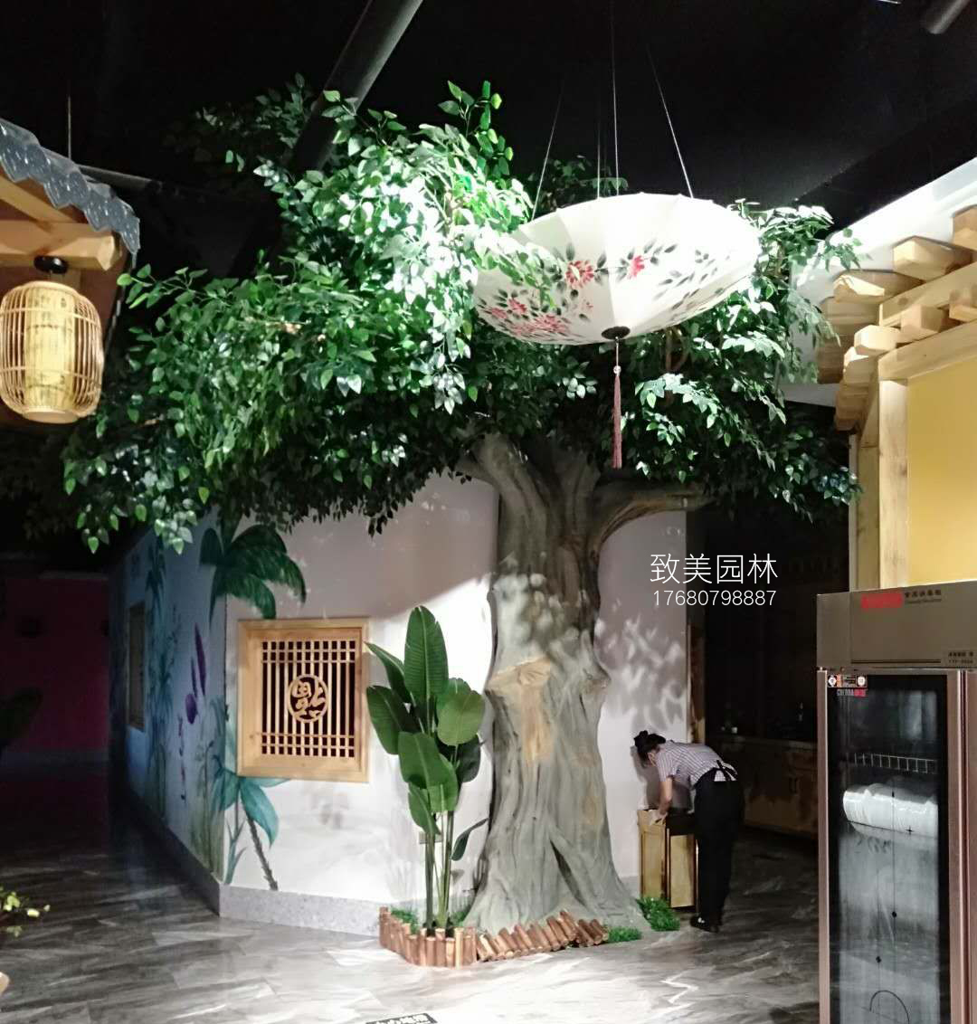 饭店水泥树假树