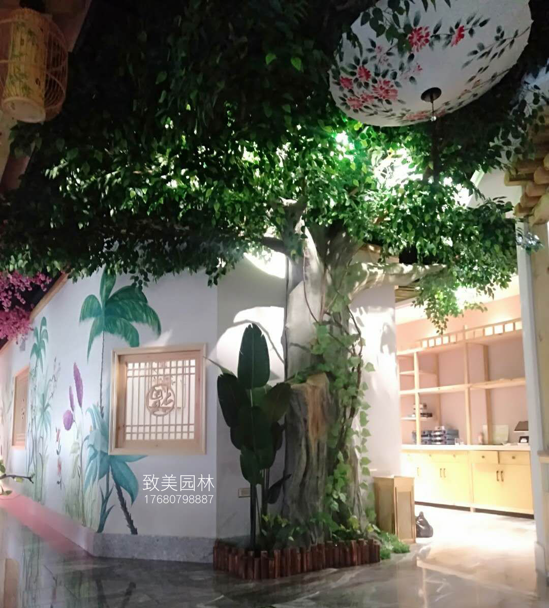 饭店水泥树假树2