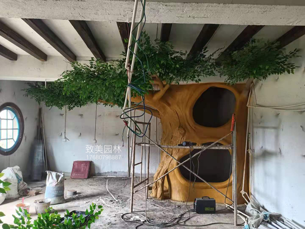 幼儿园水泥仿真树树洞施工