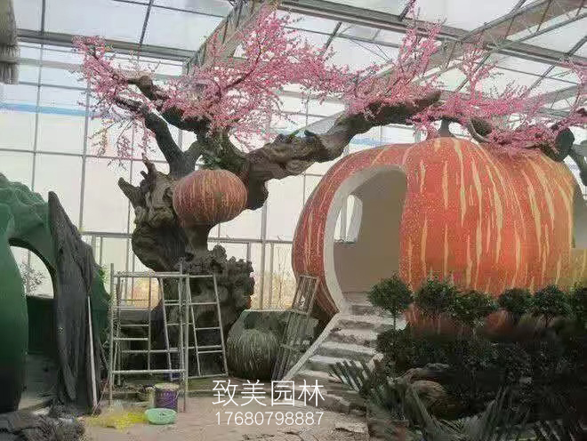 游乐场水泥仿真树桃花树