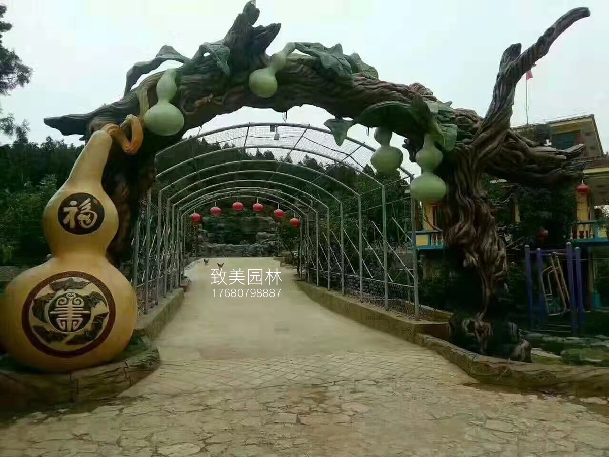 果园水泥仿真树大门