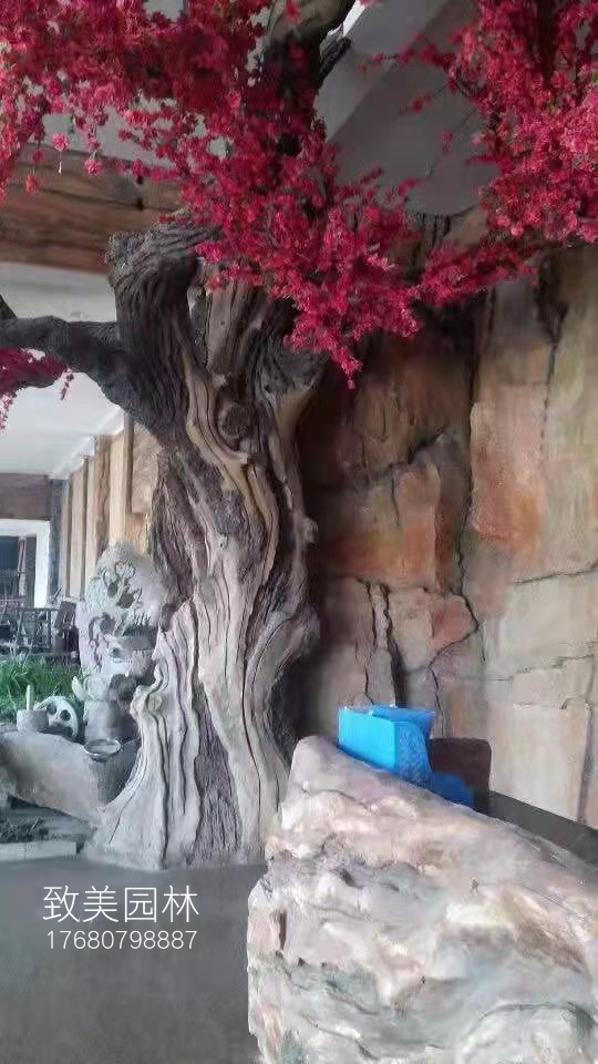 老树桩水泥仿真树桃花树