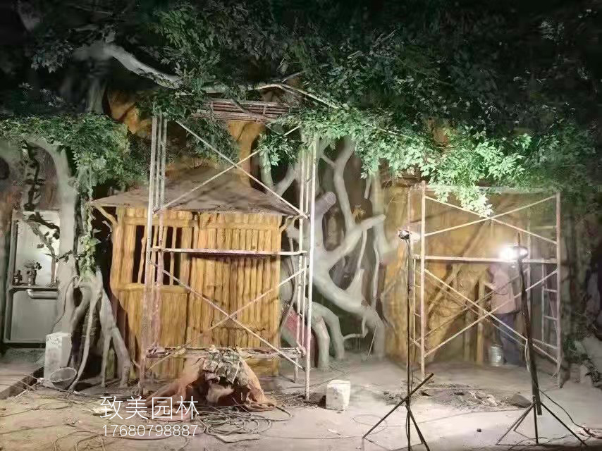 仿古榕树水泥仿真树施工