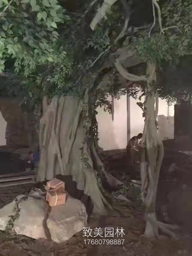 大型水泥仿真树榕树施工