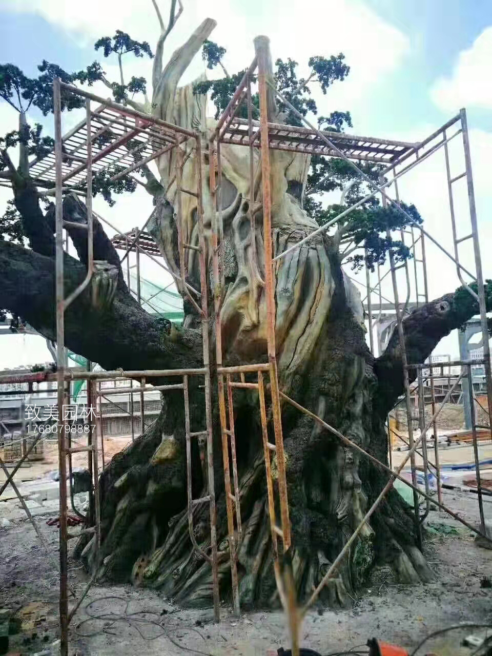 大型水泥仿真树施工