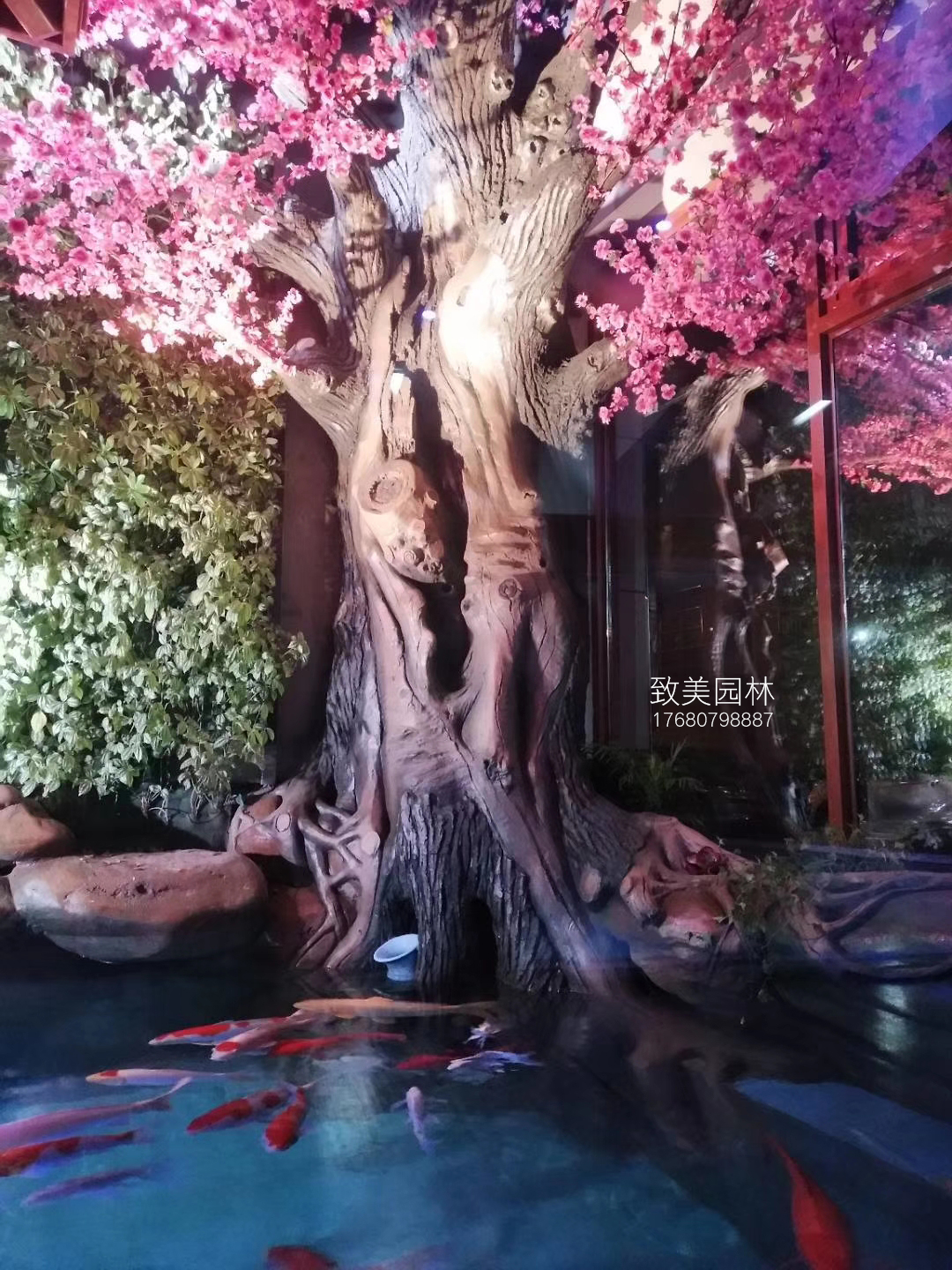 水泥仿真树桃花树